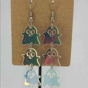Iridescent Color Triple Layer Ghost Halloween Acrylic Earrings